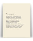 366 Daily Mindfulness Nature Poem Minimalist Print - February 1st
