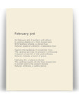 366 Daily Mindfulness Nature Poem Minimalist Print - February 3rd