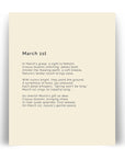 366 Daily Mindfulness Nature Poem Minimalist Print - March 1st