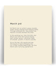 366 Daily Mindfulness Nature Poem Minimalist Print - March 3rd