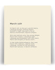 366 Daily Mindfulness Nature Poem Minimalist Print - March 11th