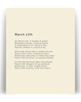 366 Daily Mindfulness Nature Poem Minimalist Print - March 17th