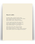 366 Daily Mindfulness Nature Poem Minimalist Print - March 18th