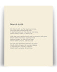 366 Daily Mindfulness Nature Poem Minimalist Print - March 20th