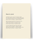 366 Daily Mindfulness Nature Poem Minimalist Print - March 22nd