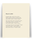 366 Daily Mindfulness Nature Poem Minimalist Print - March 26th