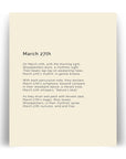 366 Daily Mindfulness Nature Poem Minimalist Print - March 27th