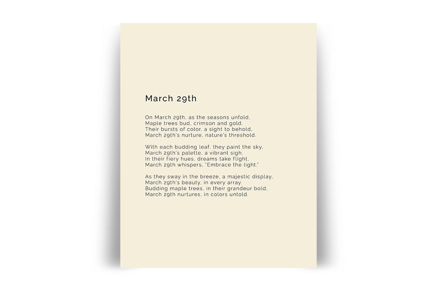 366 Daily Mindfulness Nature Poem Minimalist Print - March 29th