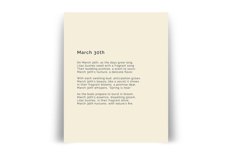 366 Daily Mindfulness Nature Poem Minimalist Print - March 30th