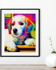 WHITE PUPPY RAINBOW POSTER