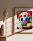 WHITE PUPPY RAINBOW POSTER