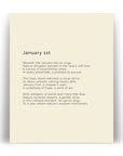 366 Daily Mindfulness Nature Poem Minimalist Print - January 1st