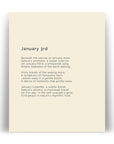 366 Daily Mindfulness Nature Poem Minimalist Print - January 3rd