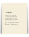 366 Daily Mindfulness Nature Poem Minimalist Print - January 6th
