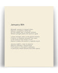 366 Daily Mindfulness Nature Poem Minimalist Print - January 8th