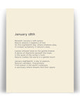 366 Daily Mindfulness Nature Poem Minimalist Print - January 18th