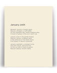 366 Daily Mindfulness Nature Poem Minimalist Print - January 20th