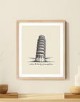 'Embrace The Beauty of Imperfections' TOWER OF PISA Positive Affirmation Art Print - Short Affirmation