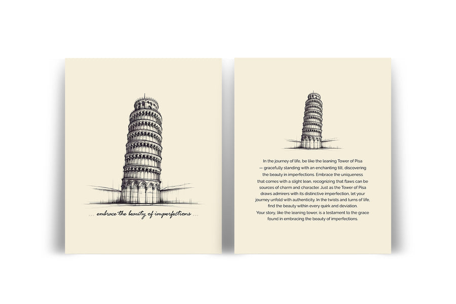 'Embrace The Beauty of Imperfections' TOWER OF PISA Positive Affirmation Art Print - Set of 2 Prints