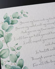 Personalized Wedding Day Love Letter / Wedding Vows / First Dance Song Cotton Anniversary Print - Eucalyptus