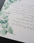 Personalized Wedding Day Love Letter / Wedding Vows / First Dance Song Cotton Anniversary Print - Eucalyptus