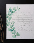 Personalized Wedding Day Love Letter / Wedding Vows / First Dance Song Cotton Anniversary Print - Eucalyptus