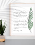 Personalized Wedding Day Love Letter /  Wedding Vows / First Dance Song Cotton Anniversary Print - Palm Frond