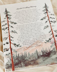 Personalized Wedding Day Love Letter / Wedding Vows / First Dance Song Cotton Anniversary Print - Pine Trees