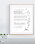 Personalized Wedding Day Love Letter / Wedding Vows / First Dance Song Cotton Anniversary Print - Leaves