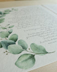 Set of 2 Personalized Wedding Day Love Letter / Wedding Vows / First Dance Song Cotton Anniversary Prints - Eucalyptus