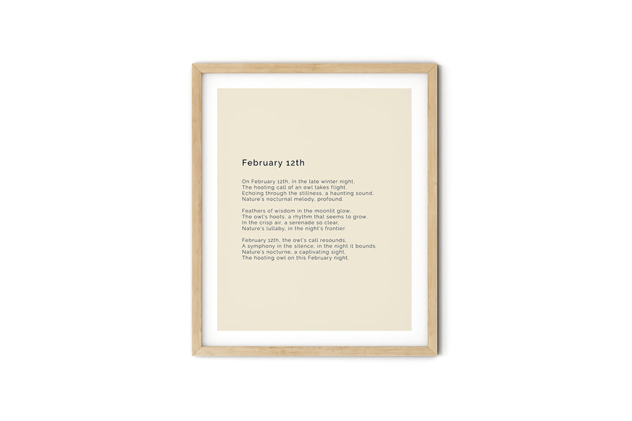 366 Daily Mindfulness Nature Poem Minimalist Print -  February 12th