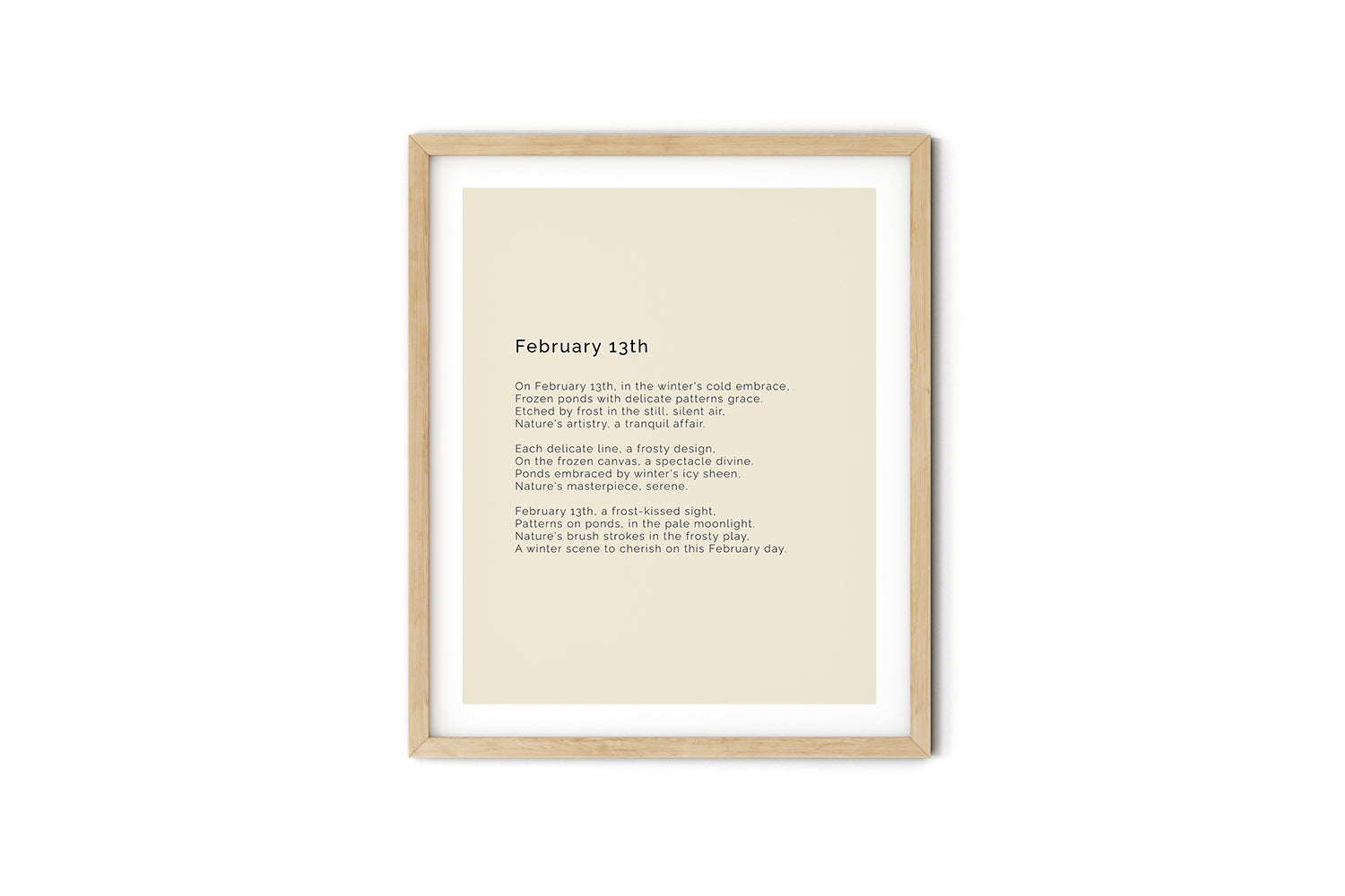 366 Daily Mindfulness Nature Poem Minimalist Print -  February 13th