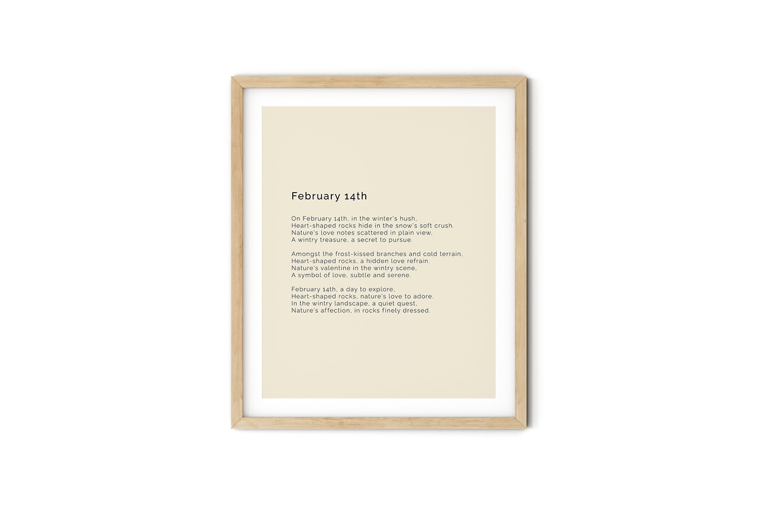 366 Daily Mindfulness Nature Poem Minimalist Print -  February 14th