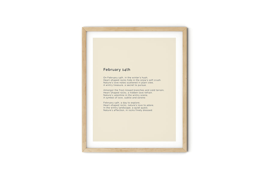 366 Daily Mindfulness Nature Poem Minimalist Print -  February 14th