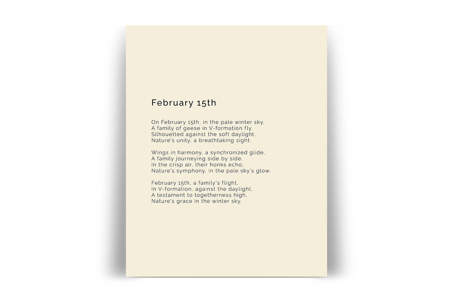 366 Daily Mindfulness Nature Poem Minimalist Print -  February 15th