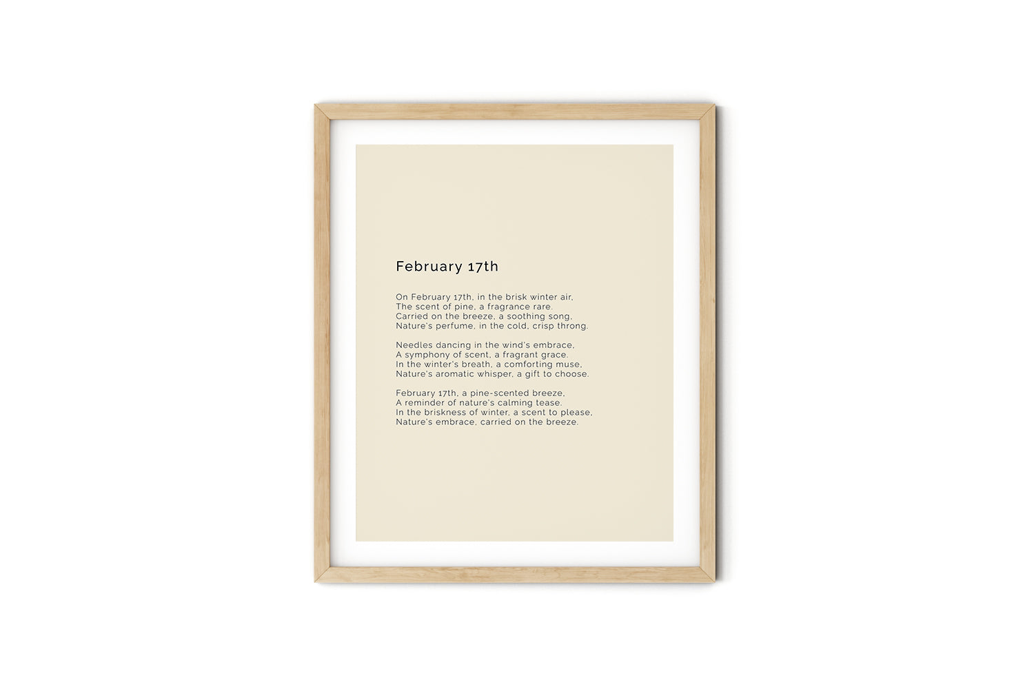 366 Daily Mindfulness Nature Poem Minimalist Print -  February 17th