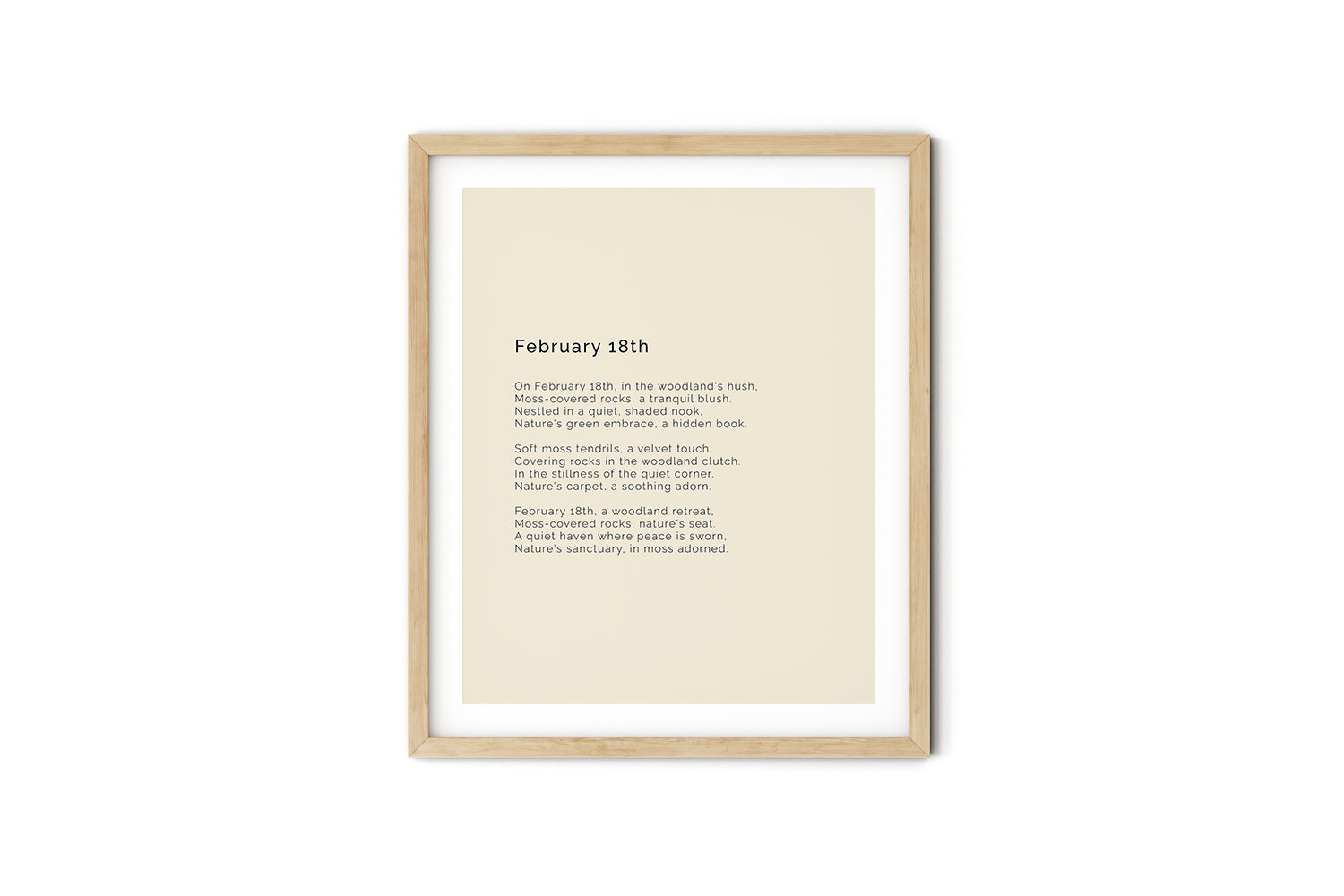366 Daily Mindfulness Nature Poem Minimalist Print -  February 18th