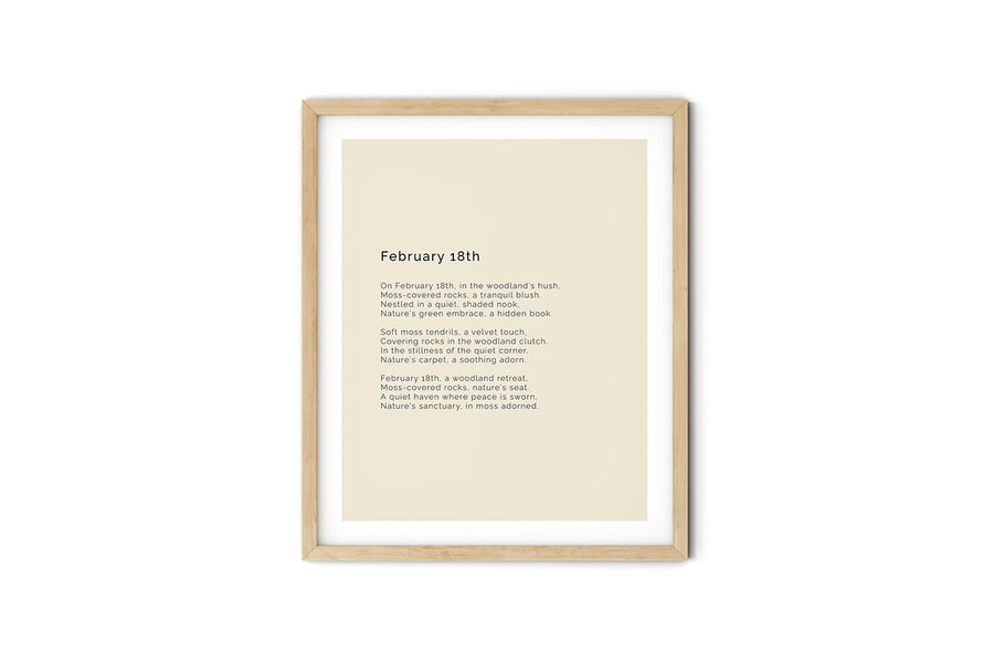 366 Daily Mindfulness Nature Poem Minimalist Print -  February 18th