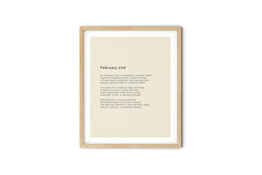 366 Daily Mindfulness Nature Poem Minimalist Print -  February 2nd