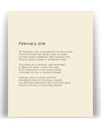366 Daily Mindfulness Nature Poem Minimalist Print -  February 2nd