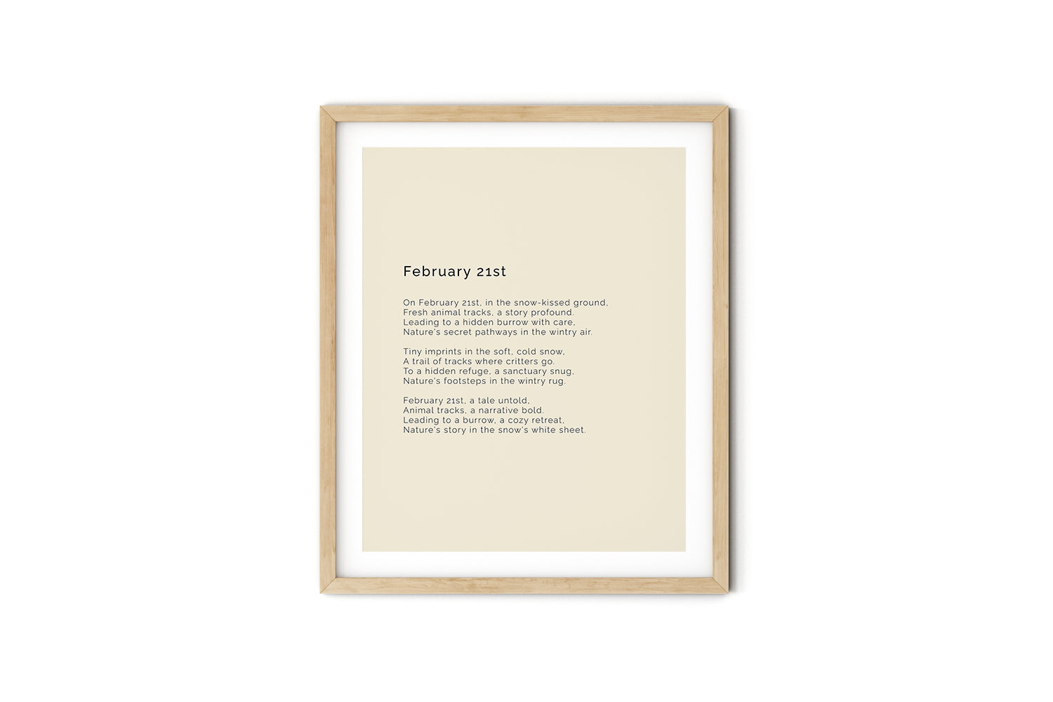 366 Daily Mindfulness Nature Poem Minimalist Print -  February 21st