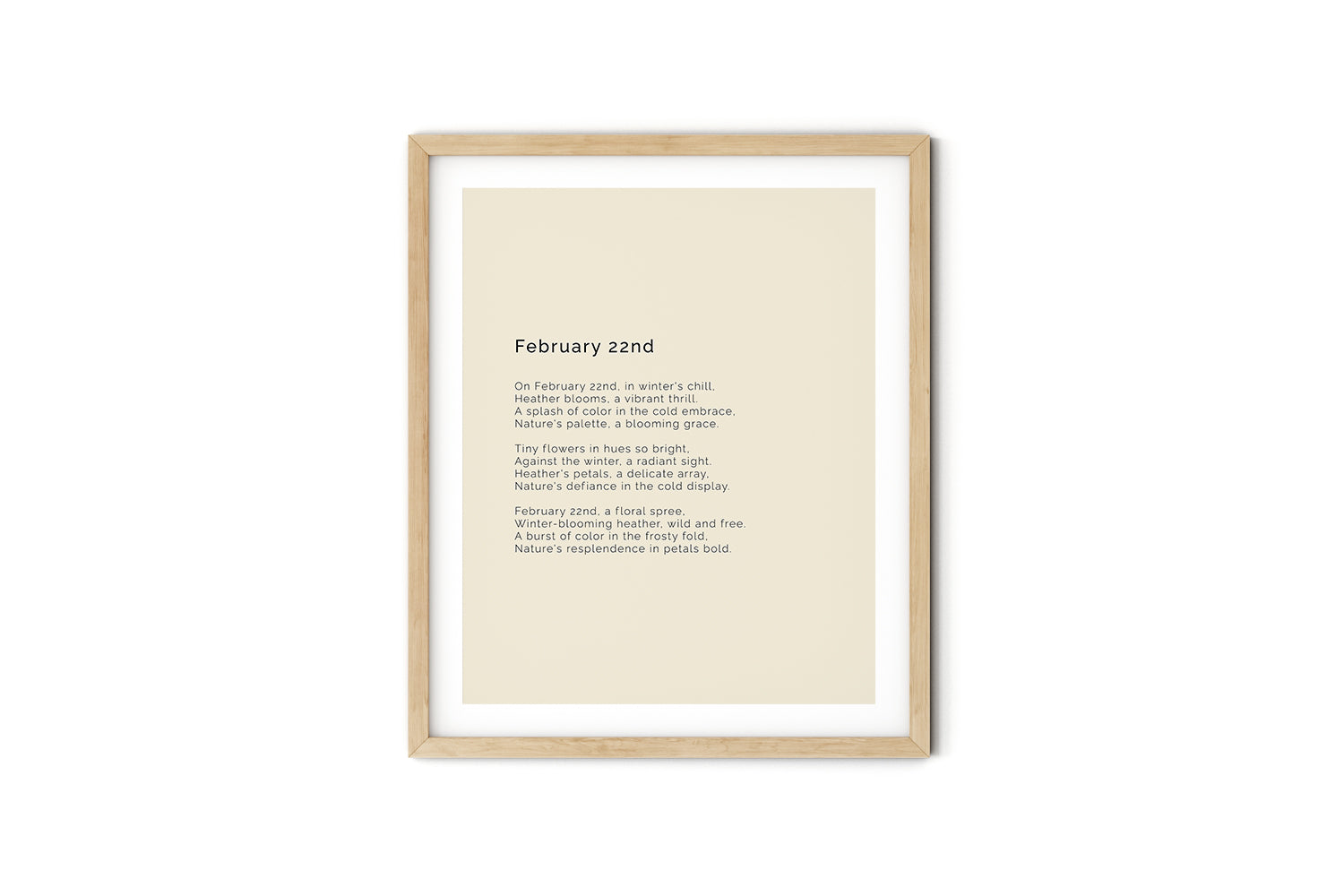 366 Daily Mindfulness Nature Poem Minimalist Print -  February 22nd