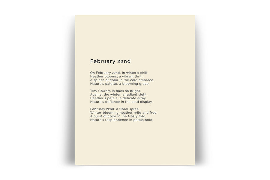 366 Daily Mindfulness Nature Poem Minimalist Print -  February 22nd