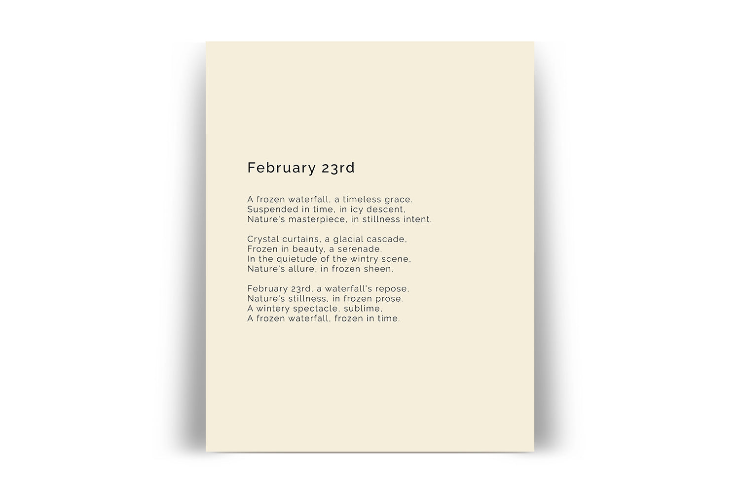 366 Daily Mindfulness Nature Poem Minimalist Print -  February 23rd