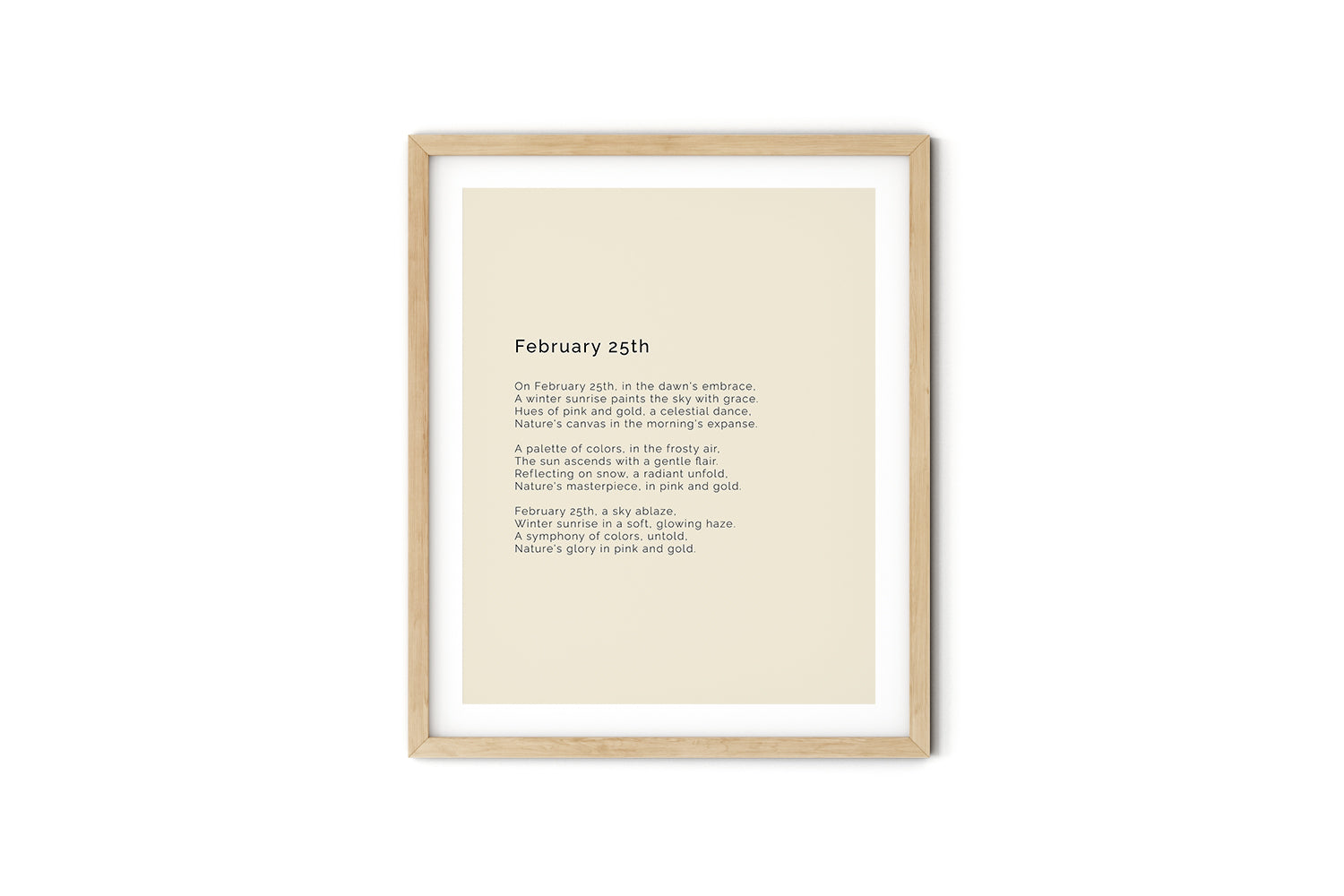 366 Daily Mindfulness Nature Poem Minimalist Print -  February 25th