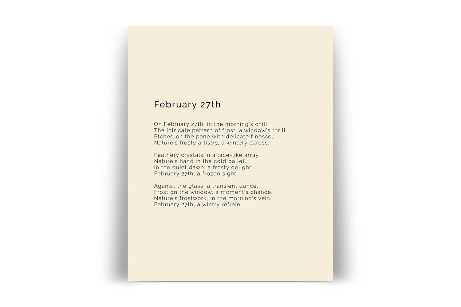 366 Daily Mindfulness Nature Poem Minimalist Print -  February 27th