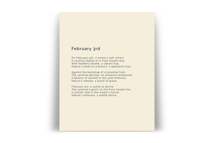 366 Daily Mindfulness Nature Poem Minimalist Print -  February 3rd