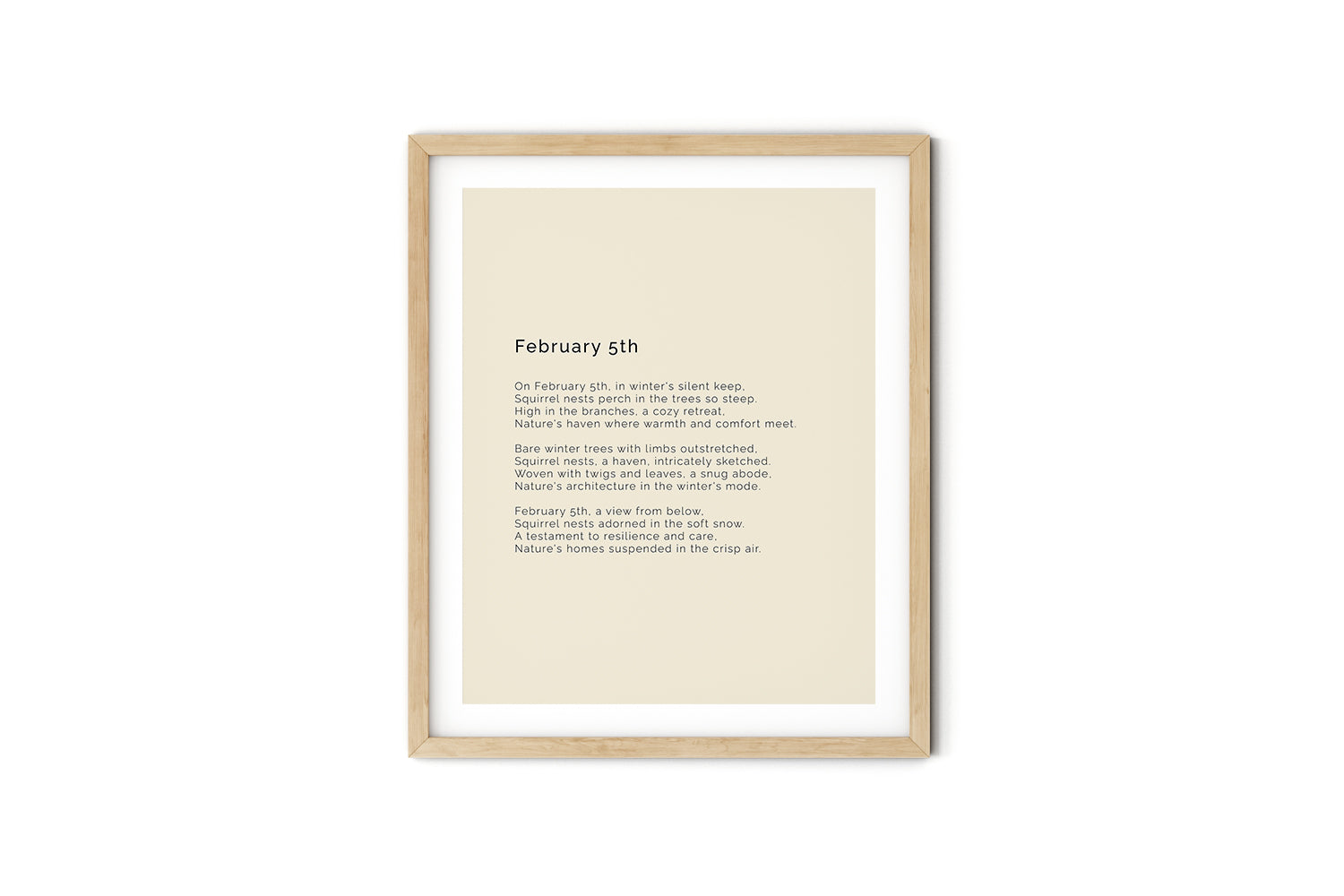 366 Daily Mindfulness Nature Poem Minimalist Print -  February 5th