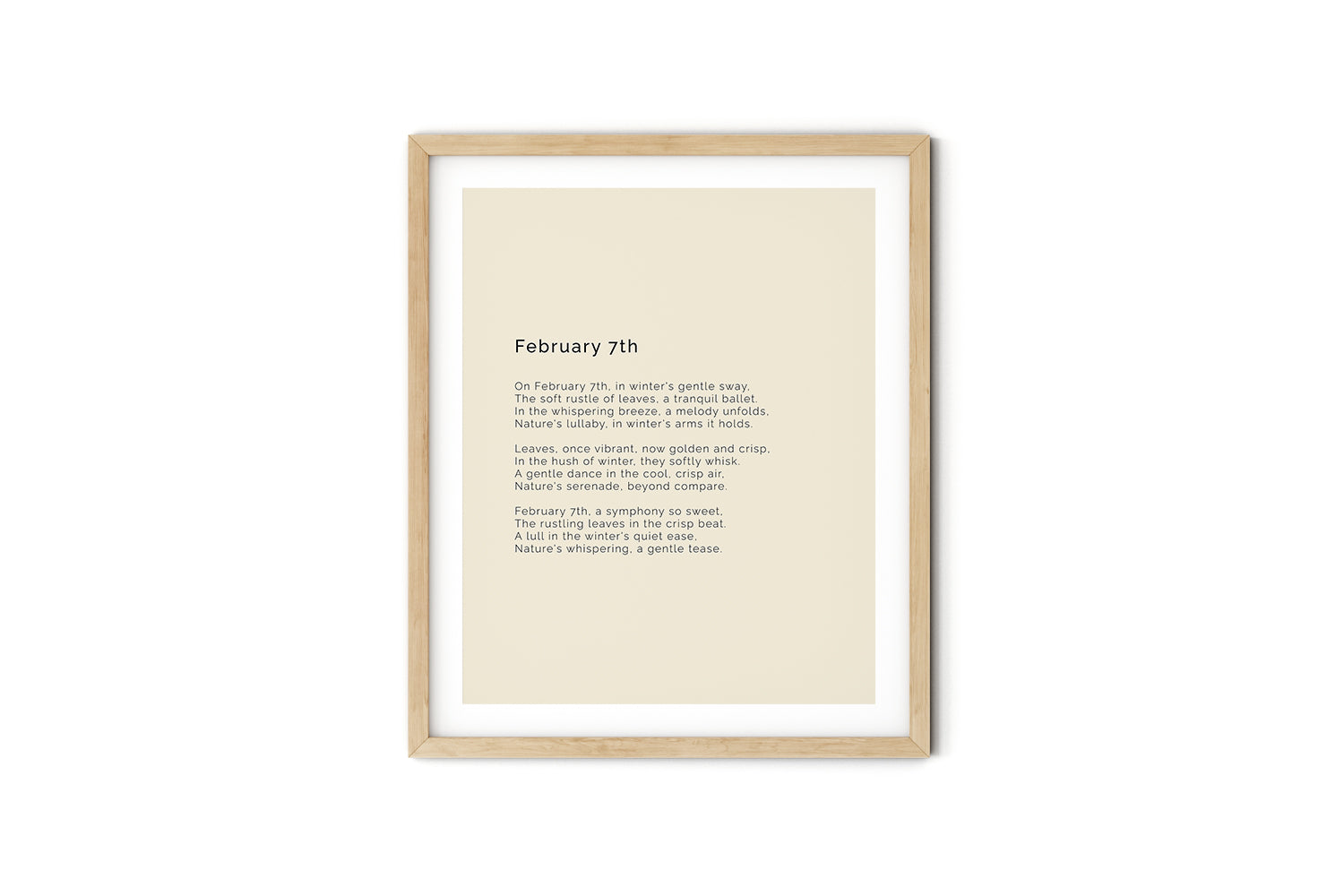 366 Daily Mindfulness Nature Poem Minimalist Print -  February 7th
