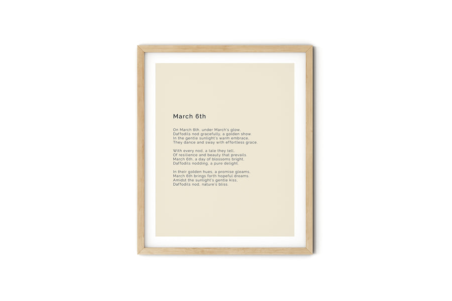 366 Daily Mindfulness Nature Poem Minimalist Print - March 6th